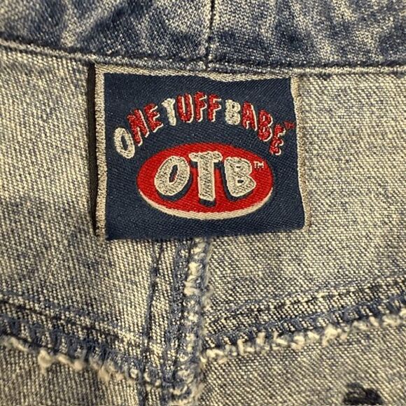 Vintage Y2K OTB One Tuff Babe Jeans Pink Paint Split Hem Medium Wash Size 7/8 - Picture 6 of 14